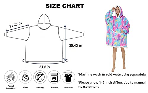 Shamdon Home Collection Hoodie Decke, Kuschelpullover Damen mit übergröße Kapuze - Kuschelig Fleece Tragbare Decke mit Ärmeln, Riesiege Tasche- Kuscheldecke zum anziehen für Sofa Kino
