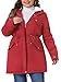 Agnes Orinda Women's Plus Size Parkas Jackets Faux Fur Lined Long Coats Casual Anorak Coat Outwear with Hood 2X Red