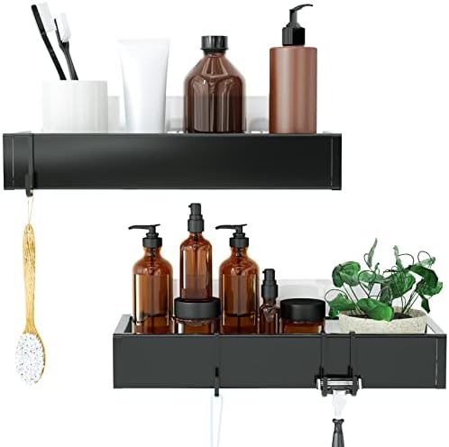Shower Caddy, Adhesive Shower Organizer with Hooks, Shower Shelve...