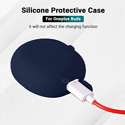 Image of KACA Protective Shockproof Silicone Cover Case with Buckle Compatible with OnePlus Buds (Midnight Blue)