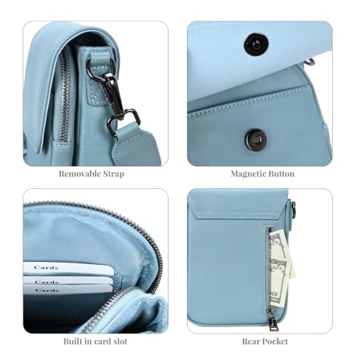 Image of HESHE Small Leather Crossbody Bag for Women RFID Phone Purse with Card Slot