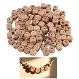 120 Stück Holzbuchstaben Perlen Set 12 mm Buchstabenperlen Eckig Holz A-Z- und Sternformen, Perfekt zum DIY-Basteln, Schmuckherstellung, Armbänder, Halsketten, Kinderaktivitäten und Lernspiele