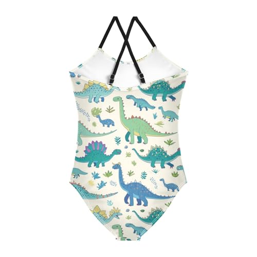 Dinosaurs Girls One Piece Swimsuits Turquoise Sport Halter Swimwear Beach Bathing Suit 3T2