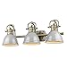 Golden Lighting 3602-BA3 AB-GY Duncan Bath Fixture, Aged Brass with Gray Shades