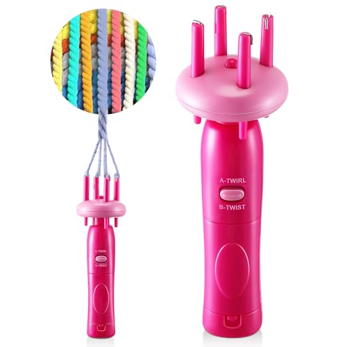 Enhon Cord Maker Portable Fringe Twister Handheld Cord Maker for Craft Yarn Making Twister for Beginners (Patent Pending)(Pink)