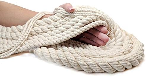 Ravenox 100% Cotton Twisted Rope | (White)(1/2 in x 50 ft) |USA Made Natural Cord | Baker & Butchers Twine, Macramé, Knotting, Crafts, Pet Toys