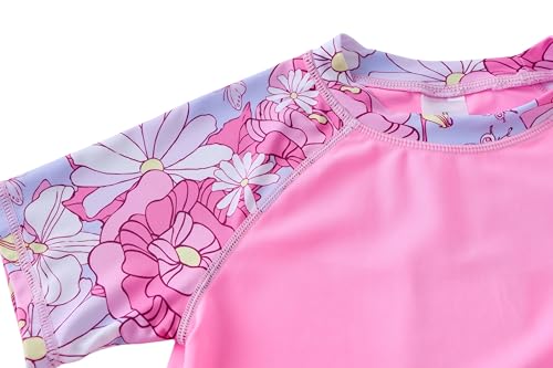 Image of UMELOK Girls Rash Guard Swimsuit Short Sleeve Bathing Suit Rashguard Sets