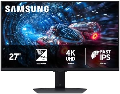 Samsung 27” Odyssey G7 G70F FHD Resolution Gaming Monitor, Fast IPS Dual Mode, 4K 180Hz Refresh Rate, NVIDIA G-Sync Compatible, AMD FreeSync™ Premium, Ergonomic Stand, LS27FG706ENXZA