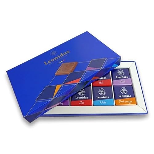 Leonidas Stylish Gift Box with 16 Assorted Napolitain Belgian Chocolate Squares – Milk, Dark & White Chocolates | Individually Wrapped | Luxury Belgian Chocolatier Gift