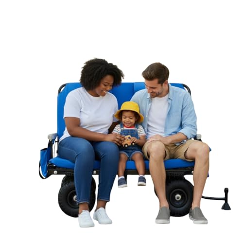 Lounge Wagon Patented 3-in-1 Wagon with Seats & Shade for Sports Families Converts from Utility Wagon to 2-Person Chair Beach Soccer Baseball & Camping (Umbrella Sold Separately)