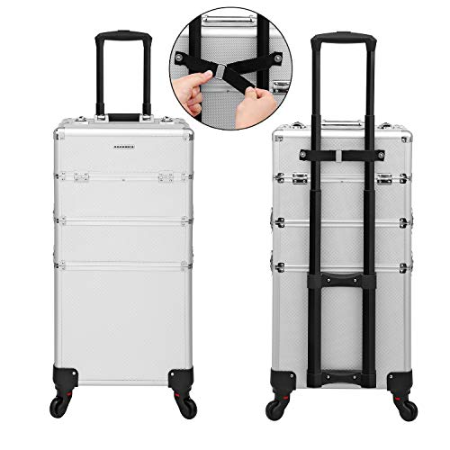 SONGMICS Kosmetikkoffer, professioneller Make-up Koffer, 3-in-1 Schminkkoffer für Reisen, großer Trolley für Friseure… – Bild 8