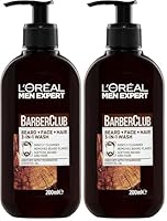 L'Oreal Paris Men Expert 3-in-1 Beard, Face and Hair Cleansing Wash For Men, Enriched with Essent (Pack of 2)