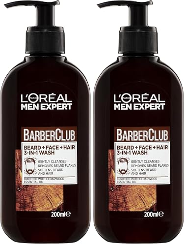 L'Oreal Paris Men Expert 3-in-1 Beard, Face and Hair Cleansing Wash For Men, Enriched with Essent (Pack of 2)