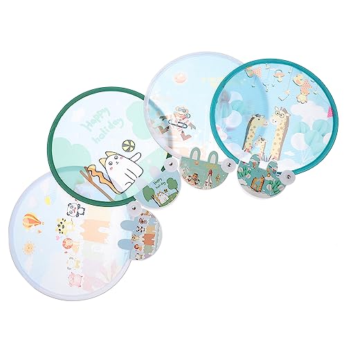 Zerodeko 4 Ventiladores Plegables de Mano Redondos con Patrón de Dibujos Animados Ventilador de Mano Portátil Diseño Exquisito para Niños Y Niñas