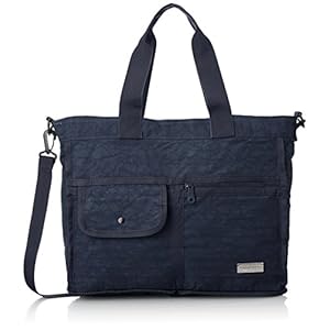 [ハピタス] 折りたたみフロントポケットトート ウォッシャーナイロン素材 キャリーオン可能 豊富な柄 12L 30 cm 0.44kg ネイビー