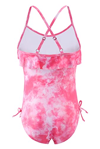 Image of Girls One Piece Swimsuits Halter Bathing Suits Summer Ruffler Swimwear 2-14 Years