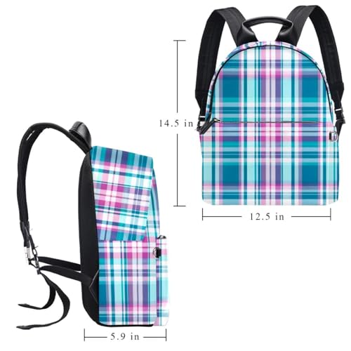 Sac à dos bleu vert imprimé carreaux E7d7ui29dapbux format 14.5x12.5 in - 2