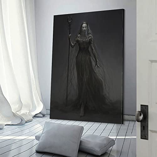 Gothic Dark Style Posters, Scary Demons, Skull Art Posters Wall Art Paintings Canvas Wall Decor Home Decor Living Room Decor Aesthetic 16X24Inch(40X60Cm) Frame-Style #TOP2