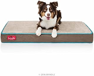 Brindle Waterproof Designer Memory Foam Pet Bed, Medium, Mocha/Blue, Model:BRMMMU22PB