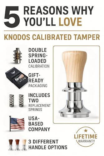 KNODOS Spring-Loaded 54mm Espresso Tamper for Breville Barista Express & Bambino – Self-Leveling, Calibrated Coffee Tamper with Maple Wood Handle 30LB - Image 3