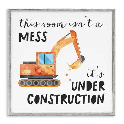 Under Construction Kids Room Sign, 12 x 12 Inch Framed Giclée Print