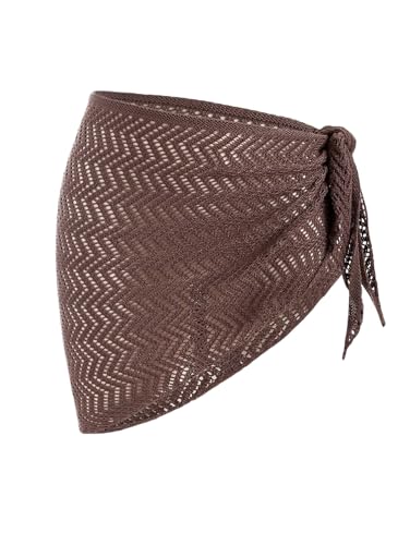 Image of ZAFUL Sarong Coverups for Women Beach Vacation Fishnet See Thru Tie Side Bathing Suit Cover Up Mini Skirt