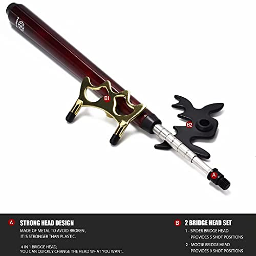 Collapsar Retractable Billiards Pool Cue Stick Bridge with Removable Metal Bridge Head,Billiards Pool Cue Accessory for Pool Table - Thumbnail 4