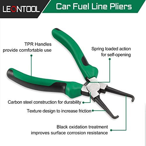 LEONTOOL Fuel Line Pliers 7 Inch Fuel Filter Removal Tool with TPR Handles in-line Fuel Filter Tool Hose Pipe Clip Pliers Fuel Line Disconnect Tool Release Pliers Remover for Auto Maintenance - Image 2