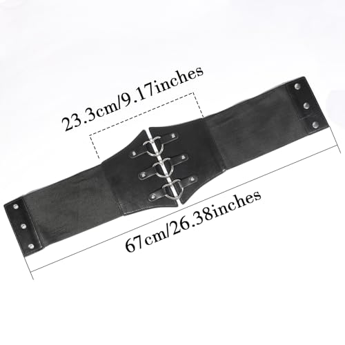 MILAKOO Womens Elastic Costume Waist Belt Vintage Waspie Black Corcest Retro Goth Wasit Cinch Belt4