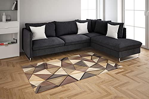 Oedim Alfombra Formas Geométricas Imitación Madera para Habitaciones PVC | 95 x 200 cm | Moqueta PVC | Suelo vinílico | Decoración del Hogar | Suelo Sintasol | Suelo de Protección |