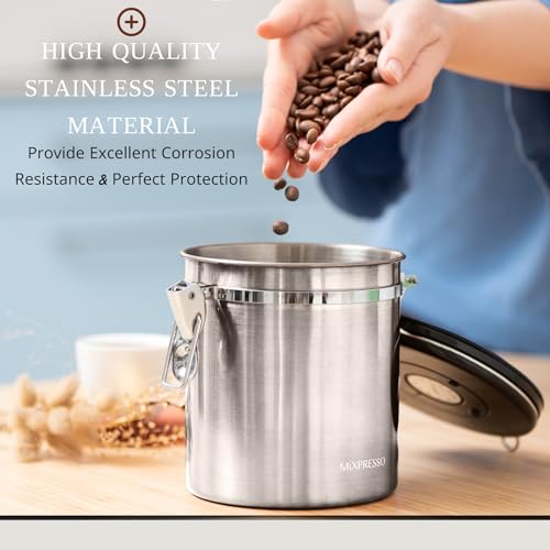 Mixpresso Stainless Steel Coffee Canister with Date Tracker