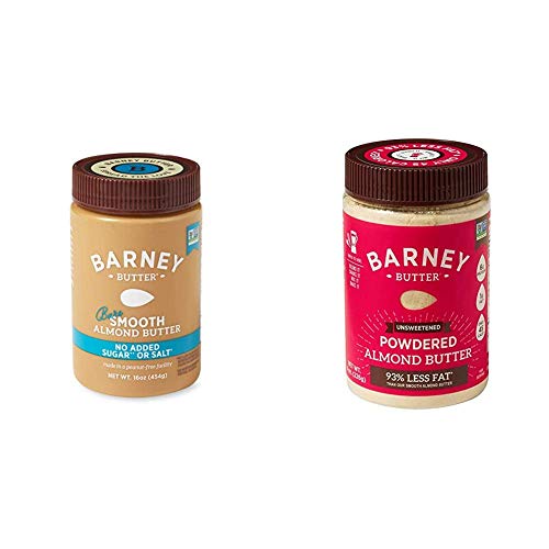 Barney Almond Butter, Bare Smooth, No Sugar No Salt, Paleo, Keto, Non-Gmo, Skin-Free, 16 Ounce & Powdered Almond Butter, Unsweetened, Paleo, Keto, Non-Gmo, Skin-Free, 8 Ounce #TOP21