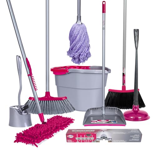 La Mejor Lista de Escobas y trapeadores comprados en linea. 47 Reynera Kit Esencial De Limpieza para Un Hogar Impecable con Escobas Dual y Esencial, Mop, Microfibra, Cubeta con Exprimidor, Recogedor, Bomba, Cepillo Sanitario, Sacudidor,...