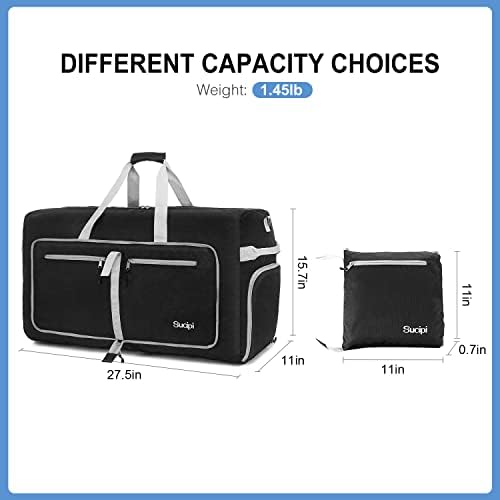 Sucipi Travel Duffle Bag for Men and Women 80L Foldable Overnight Bag Duffle Bag for travel with Shoes Compartment,Black 2 Sucipi Travel Duffle Bag for Men and Women 80L Foldable Overnight Bag Duffle Bag for travel with Shoes Compartment,Black