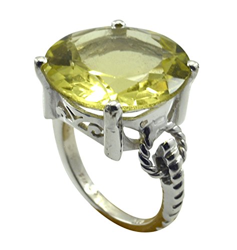 Bague de promesse argent et quartz citron rond Pierre véritable - 3