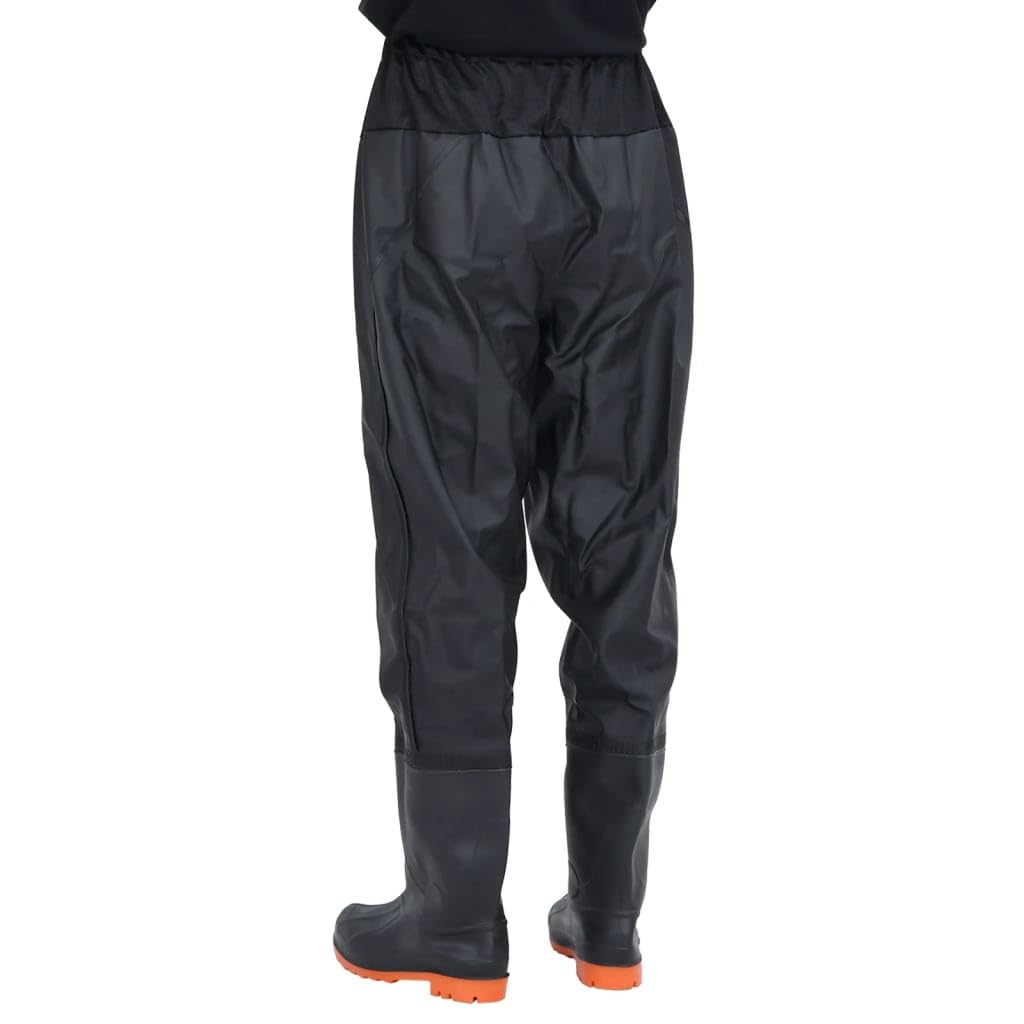 Homgoday Traje Vadeador de Cintura con Botas, Impermeable, Negro, Poliéster PVC, Talla 43