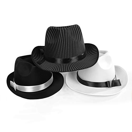 Squirrel Products White Fedora Hat Short Brim - Unisex Gangster White Felt Fedora One Size With Premium Fit Elastic Band #TOP6