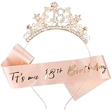 Vovii 18th birthday decorations for girls 18th Rose Gold Birthday Headband - Great Gift for Trendy 18 Year Old Girls Princess Tiara Hair Accessories for Girls Happy Birthday Party Favors