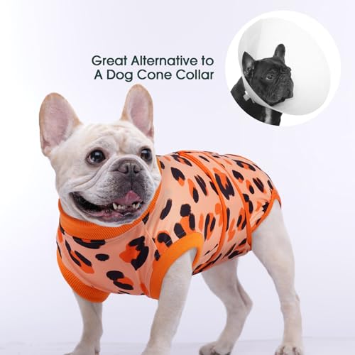 Image of Kuoser Dog Recovery Suit for Dogs After Surgery,Professional Surgical Onesie for Female Male Dogs Spay Neuter,Soft Dog Surgery Suit Bodysuit for Abdominal Wounds Skin Disease,Orange L