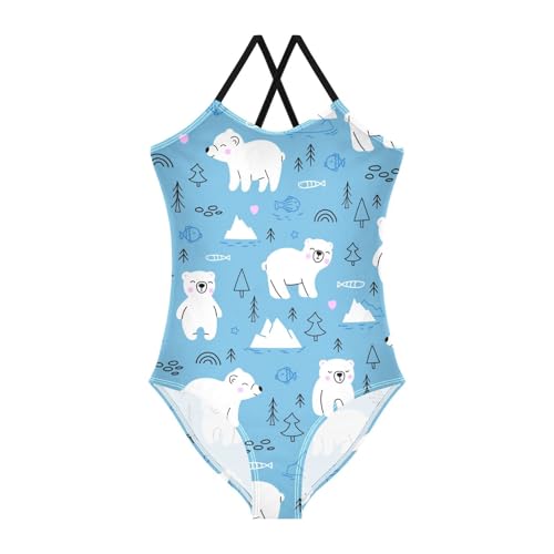 susiyo Girls One Piece Swimsuits Young Polar Bears Bathing Suit Quick Dry Beach Swimwear for Toddler Girl 3-10T