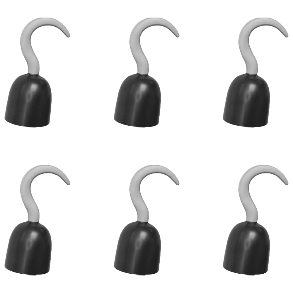 Pirate Hook Hand - Pack of 6 - Silver Hook with Black Guard - Adults Mens Womens Buccaneer Swashbuckler Talk Like A Pirate Day Halloween Fancy Dress Costume Accessory