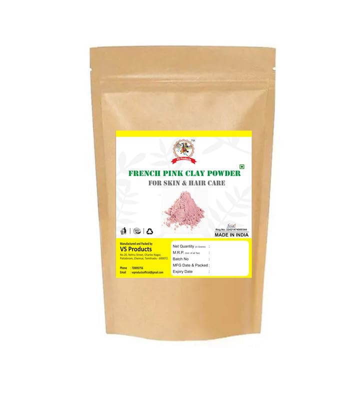 VS Products French Pink Clay Powder,750g, Montmorillonite Pink-Clay | French Rose Clay | Pure & Natural Mask Powder For All Skin Types & Unisex use(Pack of 7 X 100gm, Pack of 1 X 50gm)