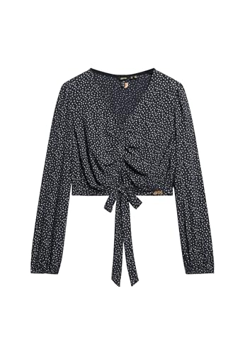 Superdry Damen Bindesaum-Oberteil im Vintage-Look Ditsy Geblümt Marineblau 38