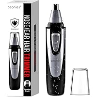 Paonies Nose Hair Trimmer for Men and Women, 2026 Professional Painless Ear and Nose Hair Trimmer Clipper, Battery-Operated Facial Hair Removal with IPX7 Waterproof, Dual Edge Blades, Easy to Clean