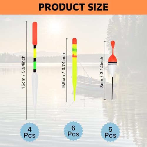 15 PCS Fishing Float Tackle Set, Coarse Fishing Floats & Bobbers with Wagglers for Stillwater and Running Waters, Mixed Float and Accessory Kit for Anglers, Fishing Tackle Set for All Conditions - Image 2