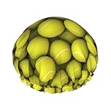 Doppellagige, elastische, wasserdichte Duschhaube mit Tennisbällen, wiederverwendbare Badehaube