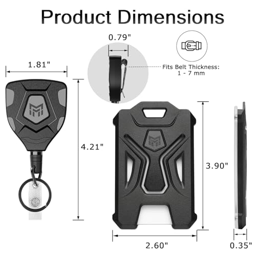 Image of MNGARISTA 1 Pack Heavy Duty Badge Holder, Vertical ID Card Holder for Credit Cards, Clear ID Window, All PC Polycarbonate Plastic Housing, 5 Cards Capacity, Built-in Elastic Clip, Black