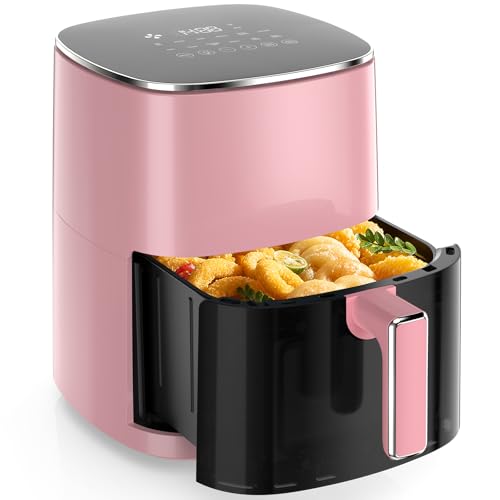 Image of Sweetcrispy 6QT Air Fryer with Window, Square Airfryer Oven 12-in-1 for Family, 400F Rapid Air Crispy Technology, Roast Bake Dehydrate, Nonstick & Easy-Clean Basket, Pink