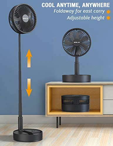 OPOLAR 2021 8-Inch Rechargeable Battery Operated Foldaway Fan, Remote Control, Oscillating, Timer, 7200mAh 4-Speed, Cordless Standing Pedestal Fan for Home Office Outdoor Camping Tent Travel - Thumbnail 4