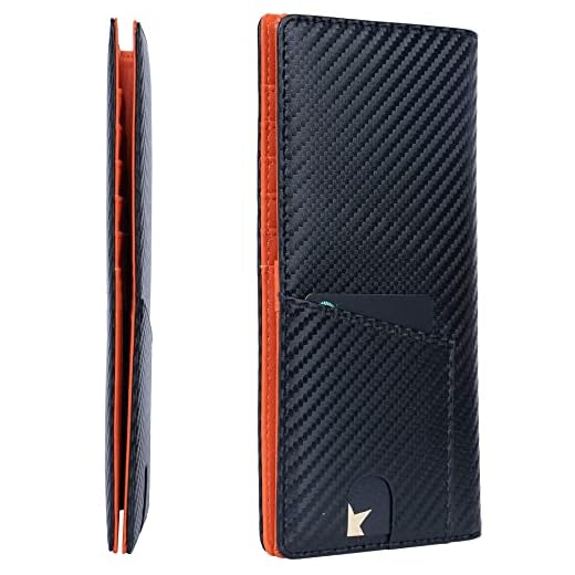 Alldaily Bifold Long Slim Wallets for men, Leather RFID Blocking Credit Card Holder with ID Window